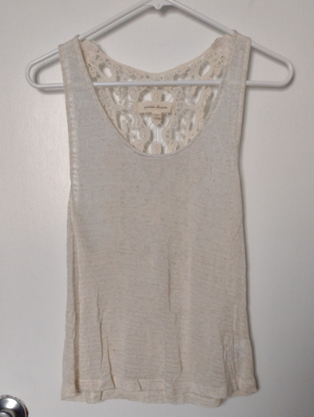 NEW Nordstrom Painted Threads Sheer Crochet Lace Racer Back Casual Tank Top XS